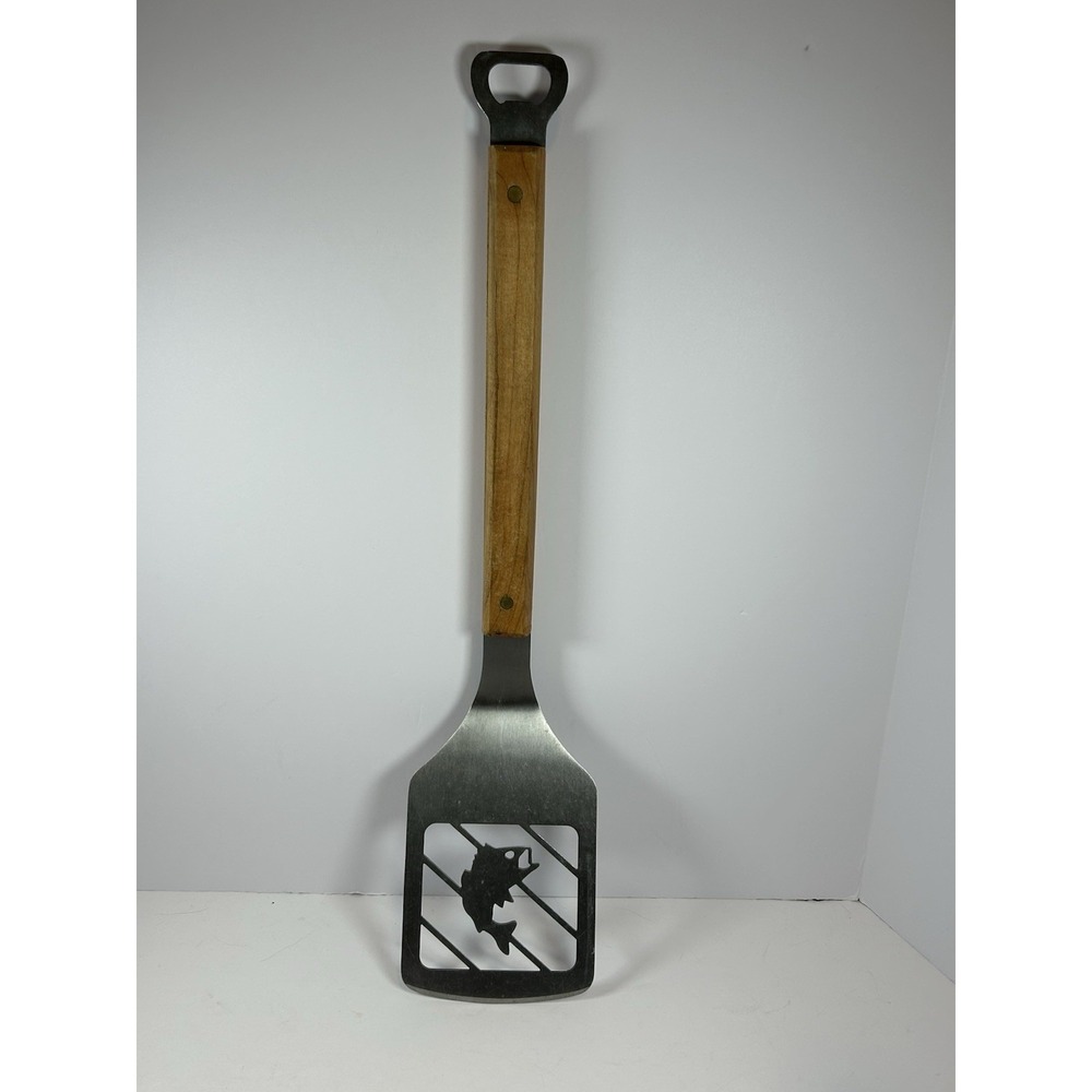 Bass Fish Laser Cut Stainless Steel Spatula Sportula Bottle Opener